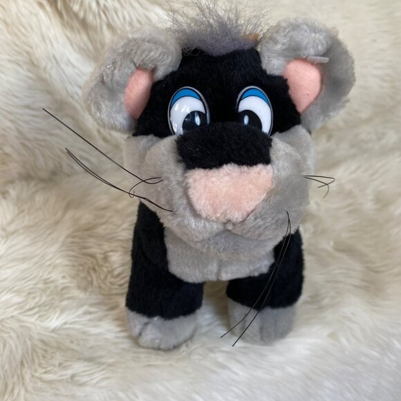 Goffa Panther Plushy Cub Stuffed Toy Black Gray Big Cat Plush Stuffy Vintage - Picture 3 of 12